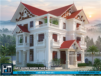 Thiết kế biệt thự tân cổ điển 3 tầng diện tích 11x12m